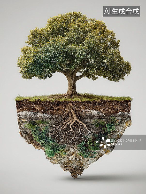 【AI数字艺术】一棵树的剖面图图片素材