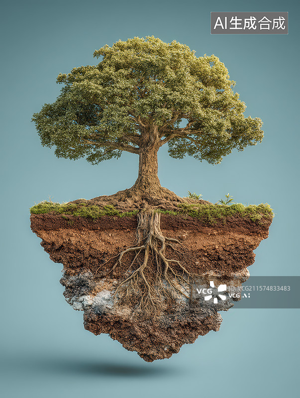 【AI数字艺术】一棵树的剖面图图片素材
