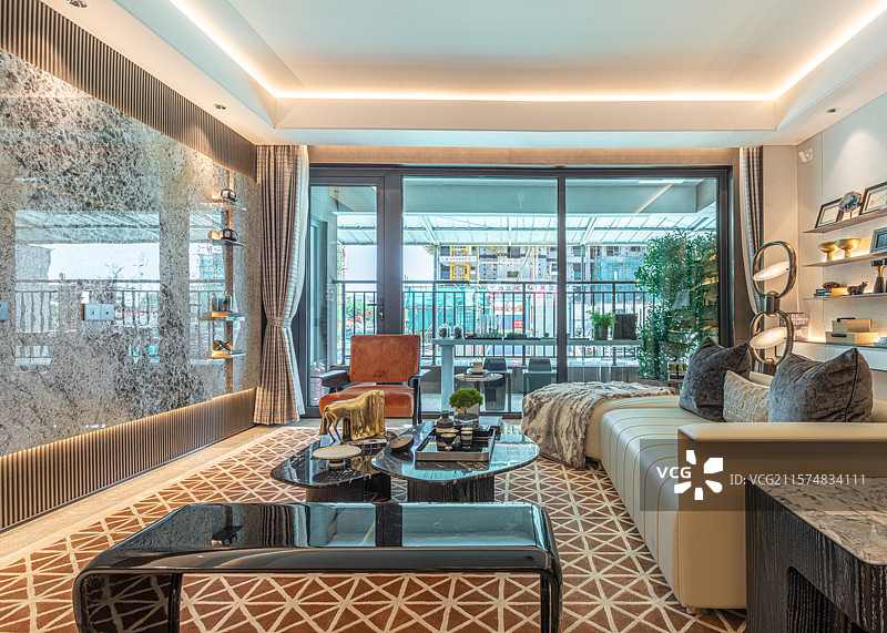 现代样板房的客厅展示图片素材