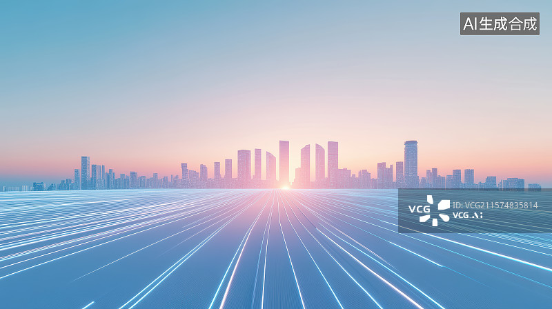 【AI数字艺术】虚拟网络数字智慧城市科技概念图片素材