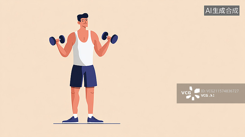【AI数字艺术】肌肉男的健身日常，卡通插画图片素材