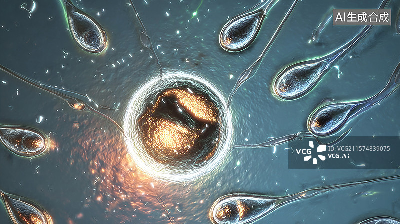 【AI数字艺术】精子与卵子，细胞融合的奇妙瞬间图片素材