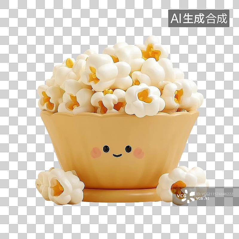 【AI数字艺术】3D渲染，爆米花，卡通快餐，零食免抠元素 分类图片素材