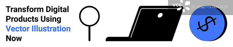 数字创新工具 笔记本电脑 放大镜图片素材