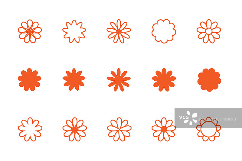 一组简单的花朵图标图片素材