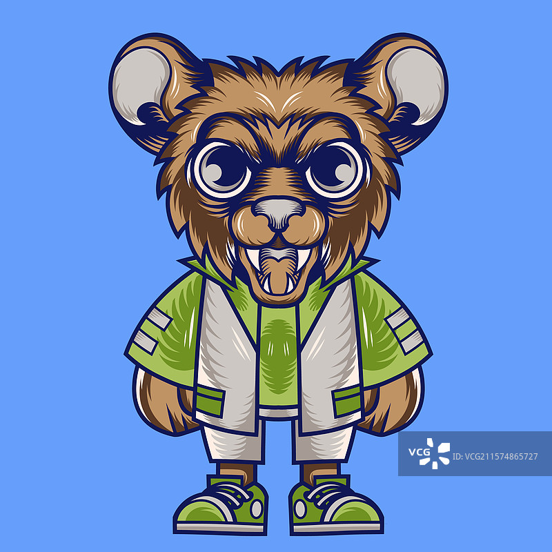 鬣狗卡通吉祥物角色设计图片素材