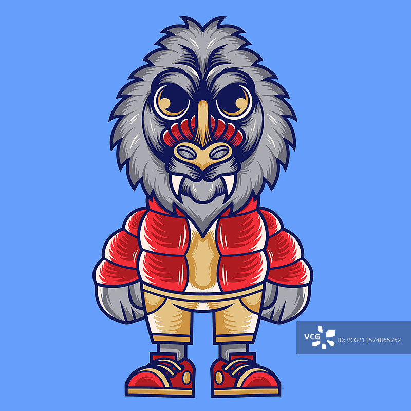 猕猴的卡通吉祥物角色设计图片素材