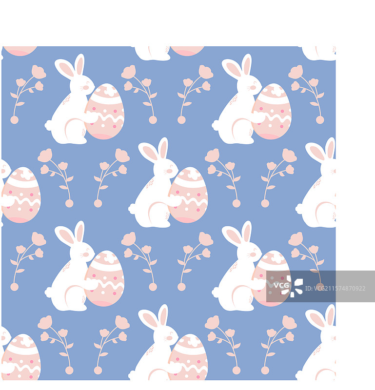 以白兔为主题的无缝图案图片素材