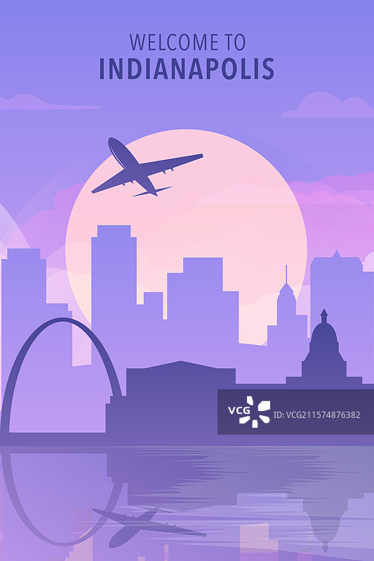 欢迎来到美国印第安纳州印第安纳波利斯渐变城市图片素材