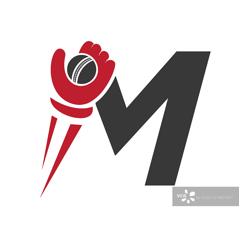 带有速度标志的字母M概念的板球标志图片素材