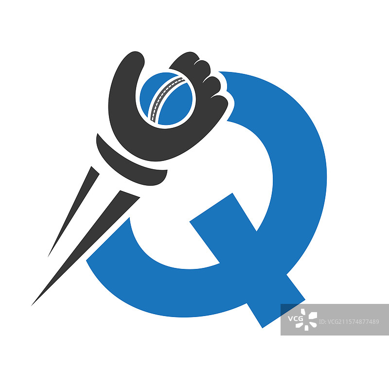 带有速度标志的字母Q概念的板球标志图片素材
