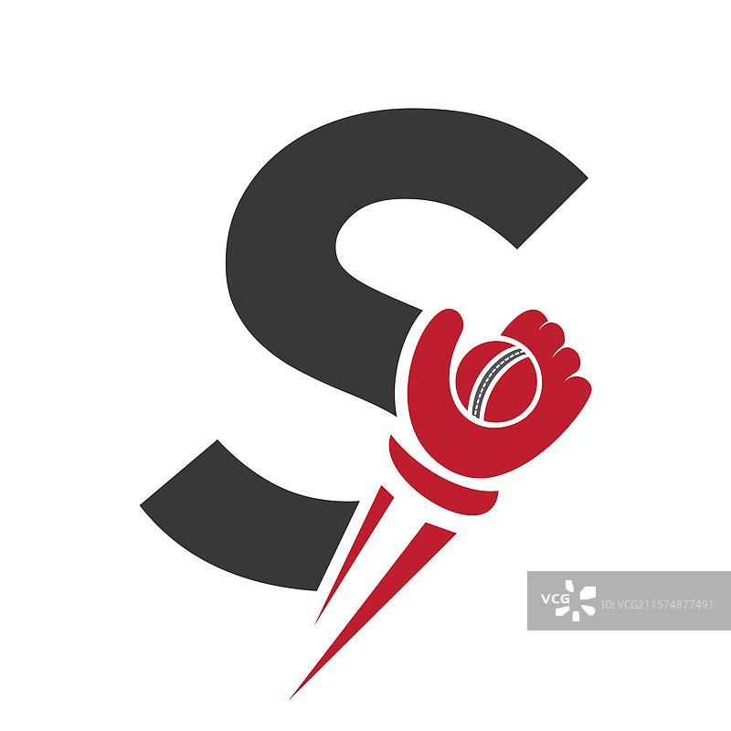 带有速度标志的字母S概念的板球标志图片素材