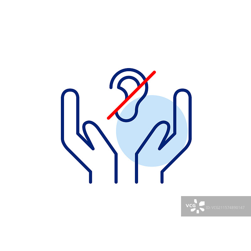 手和耳朵被划掉，听障人士图片素材