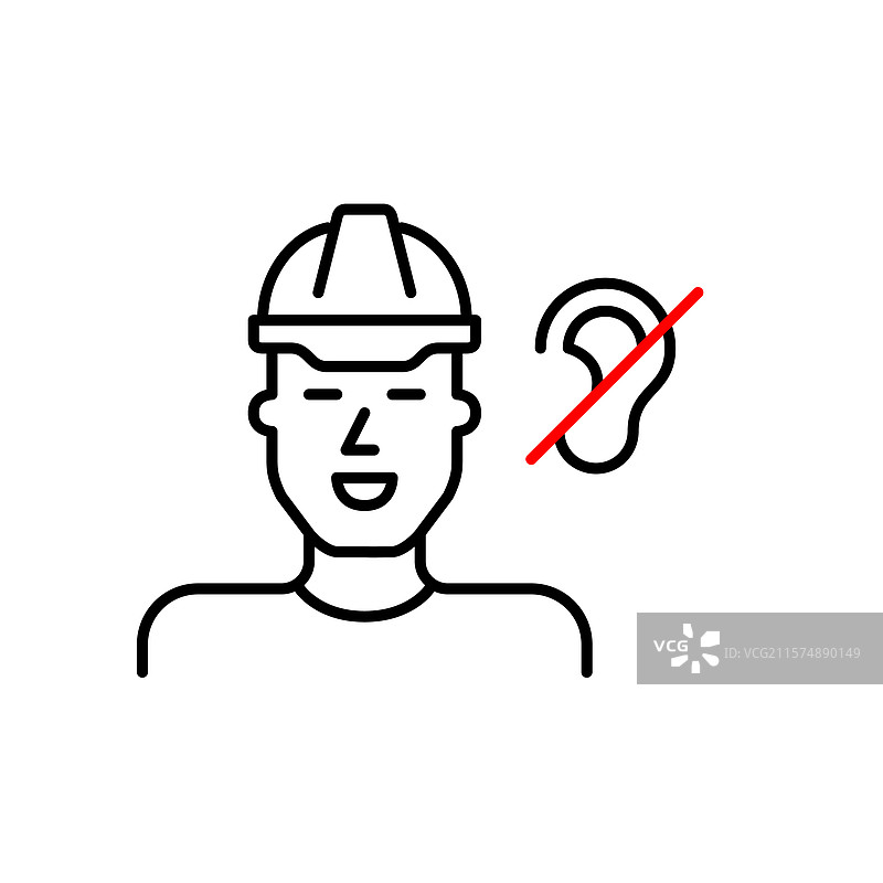 戴着安全帽的女性，交叉耳朵符号，工人图片素材