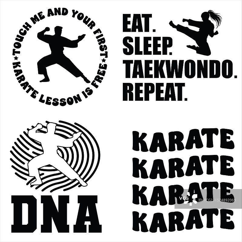 空手道排版T恤设计包图片素材
