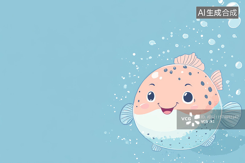 【AI数字艺术】卡通河豚鱼在水中图片素材