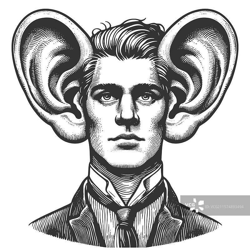 大耳朵男人的雕刻图片素材