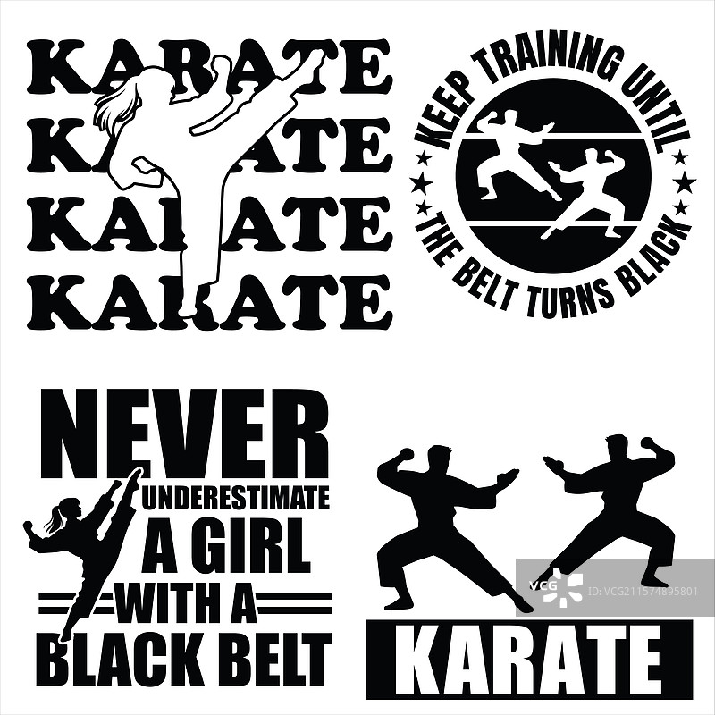 最佳空手道字体T恤设计套件图片素材