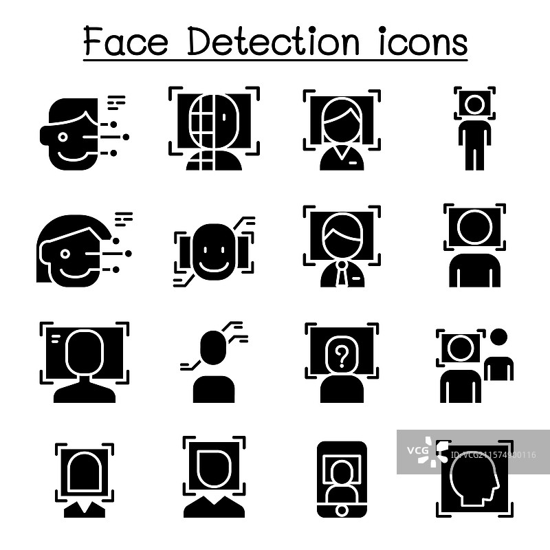 人脸检测识别图标集（图形风格）图片素材
