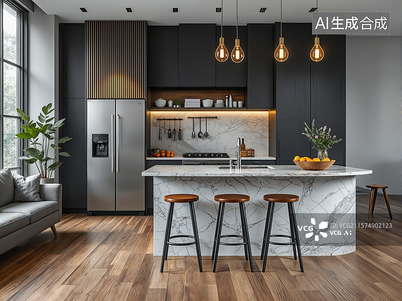 【AI数字艺术】现代厨房设计图片素材