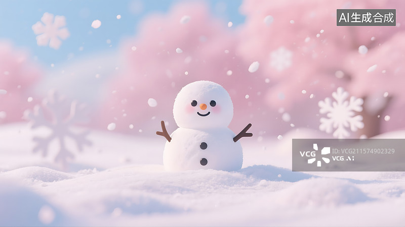 【AI数字艺术】冬日雪人奇遇记小雪图片素材