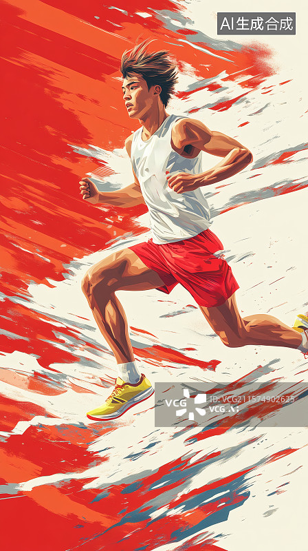 【AI数字艺术】穿着运动服的男性运动员在慢跑图片素材