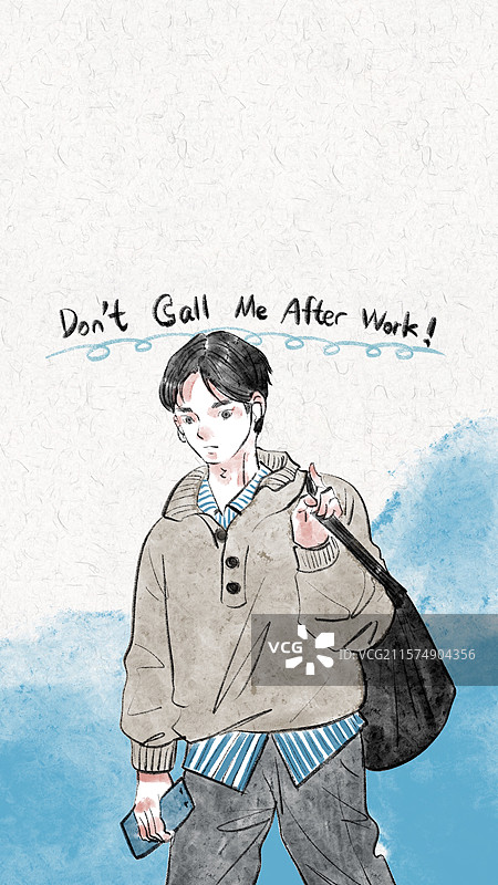 清新治愈励志手绘风手机时尚人物壁纸图片素材