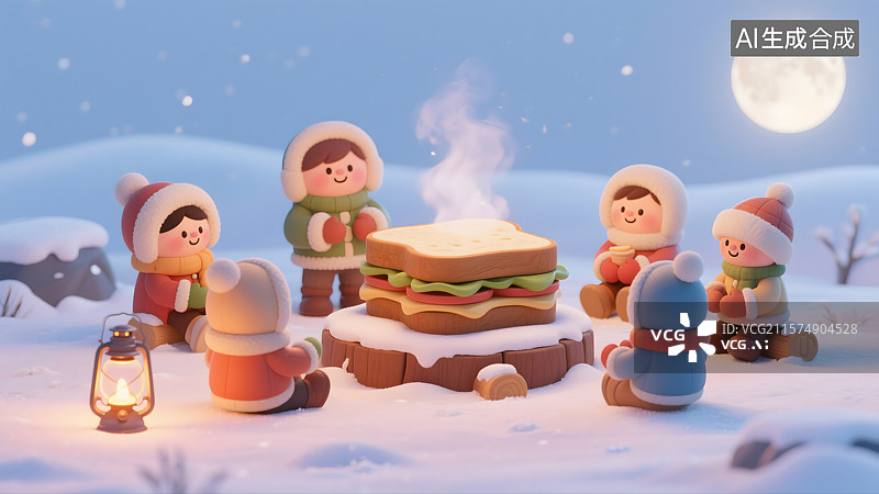 【AI数字艺术】雪夜暖锅宴冬至图片素材