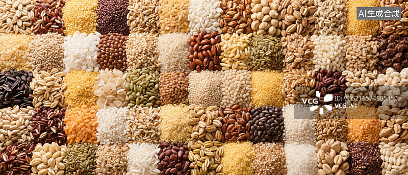 【AI数字艺术】多种谷物和豆类的拼接图案图片素材