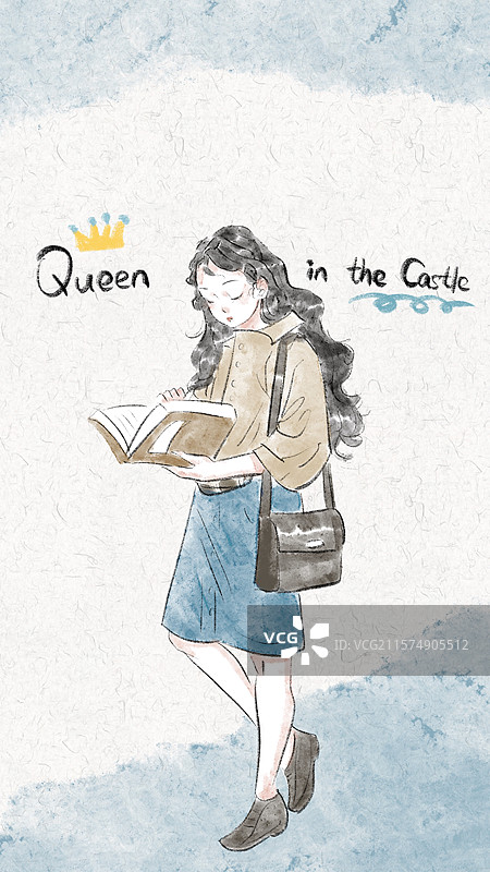 清新治愈励志手绘风手机时尚人物壁纸图片素材