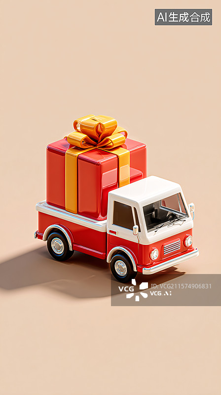 【AI数字艺术】玩具卡车载着礼物盒图片素材