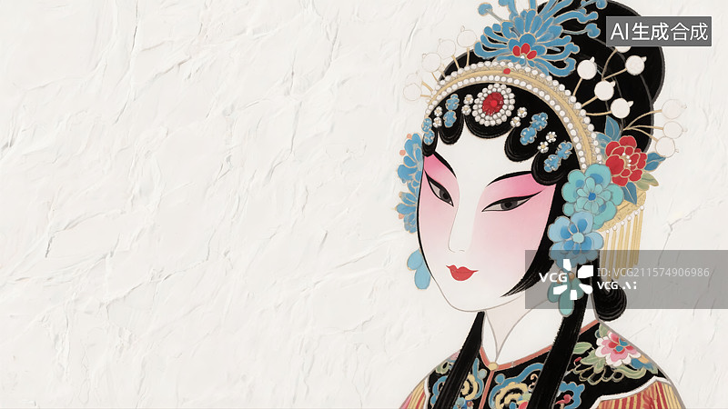 【AI数字艺术】戏剧花旦人物插画图片素材