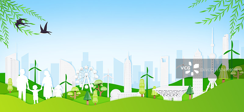 3D立体文明城市插画上海城市插画图片素材