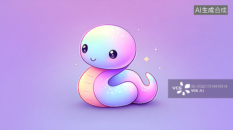 【AI数字艺术】彩虹蛇可爱插画图片素材