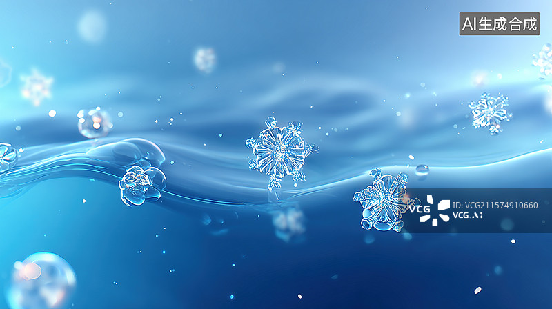 【AI数字艺术】水中美丽的冰晶图片素材