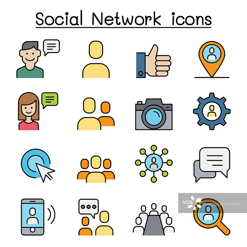 社交网络社交媒体彩色图标集图片素材