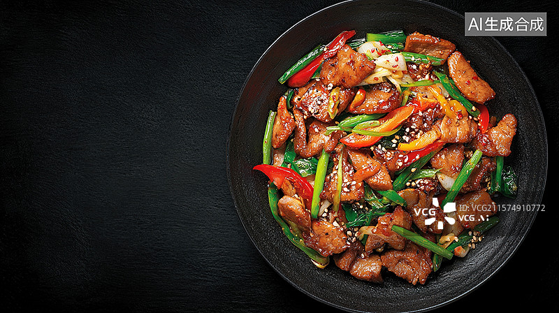 【AI数字艺术】美味的蔬菜猪肉炒菜图片素材