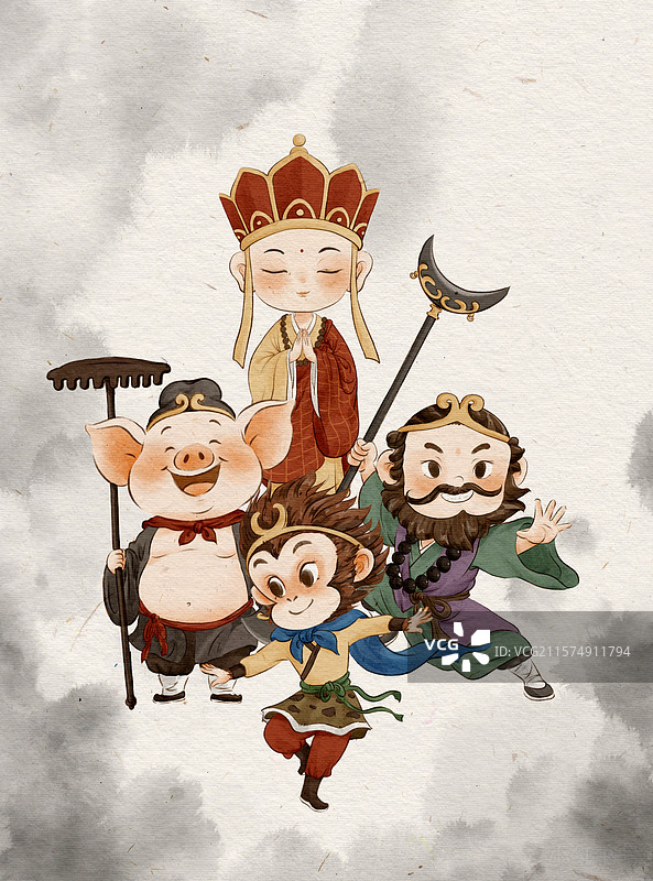 Q版西游人物 师徒四人图片素材