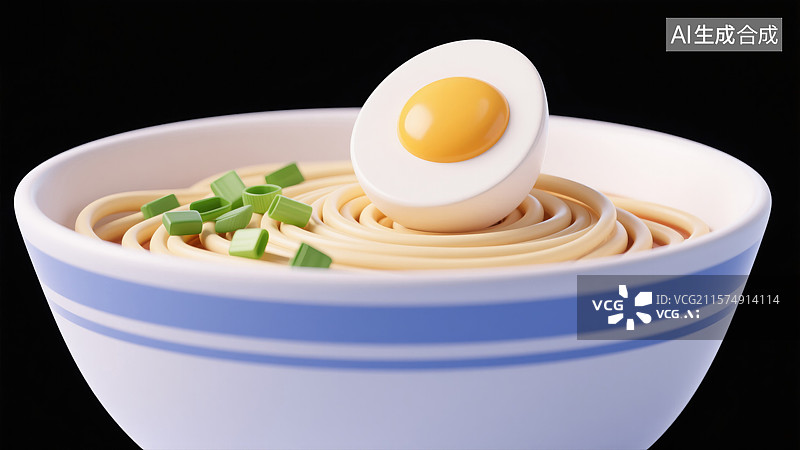 【AI数字艺术】清汤高汤特色挂面面条插画3D卡通风格的番茄鸡蛋面汤配葱花烹饪艺术杂志封面海报生活方式图片素材