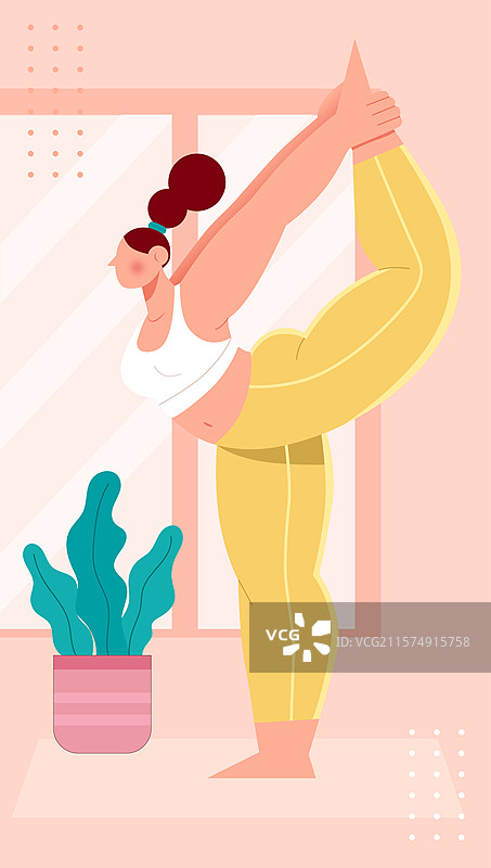 时尚瑜伽人物插画图片素材