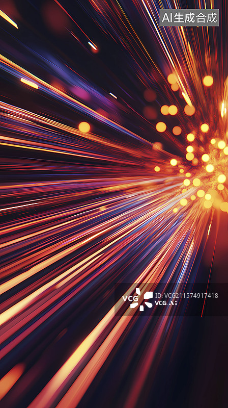 【AI数字艺术】数码科技彩虹色告高速移动线条插画海报背景图片素材