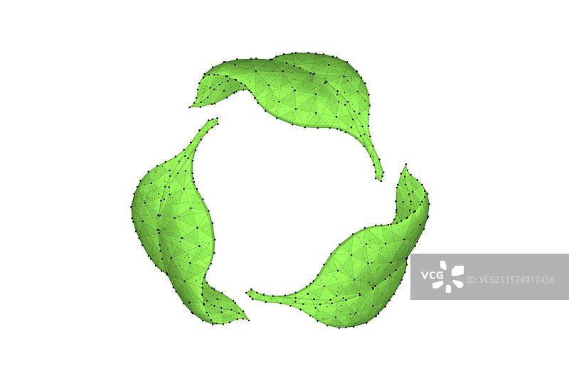 三个绿色叶子回收标志可持续发展图片素材