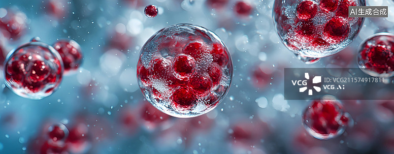 【AI数字艺术】人类DNA和细胞，病毒图片素材