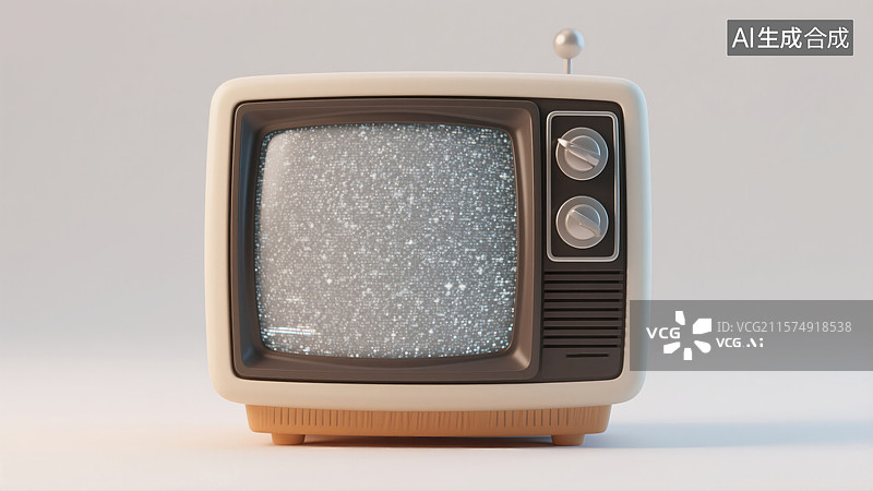 【AI数字艺术】复古1980年代雪花屏电视机家电进化商业背景创意3D卡通插画怀旧科技设计元素杂志海报书籍封面复古生活图片素材