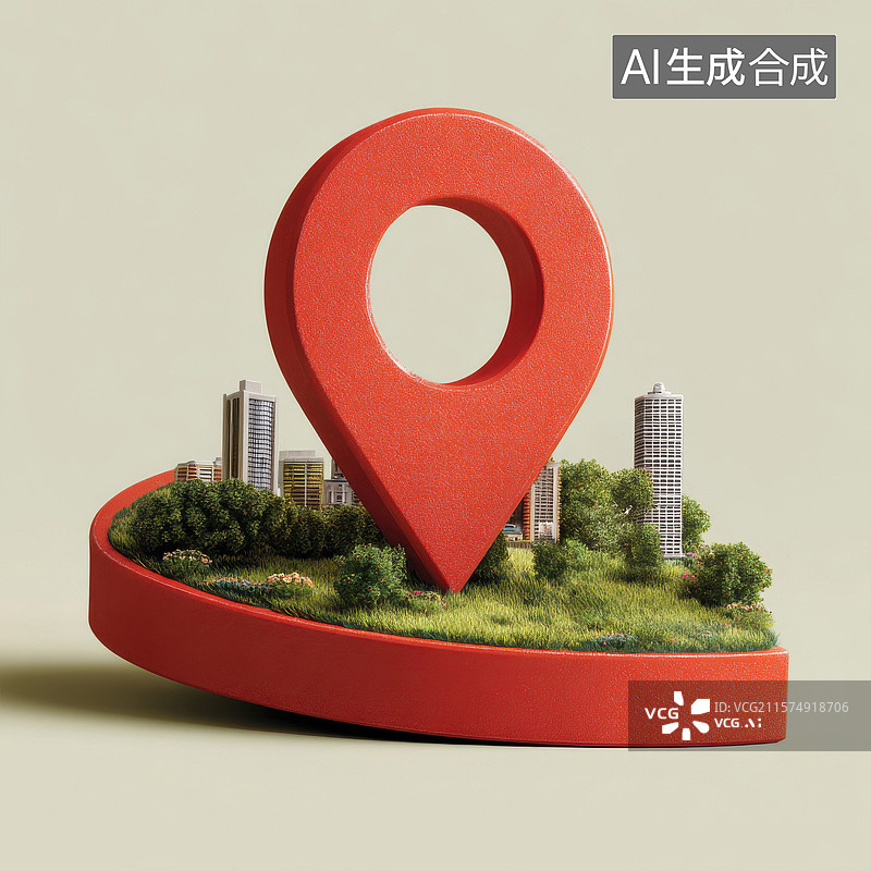 【AI数字艺术】红色地图 上面有绿色城市和绿色公园图片素材