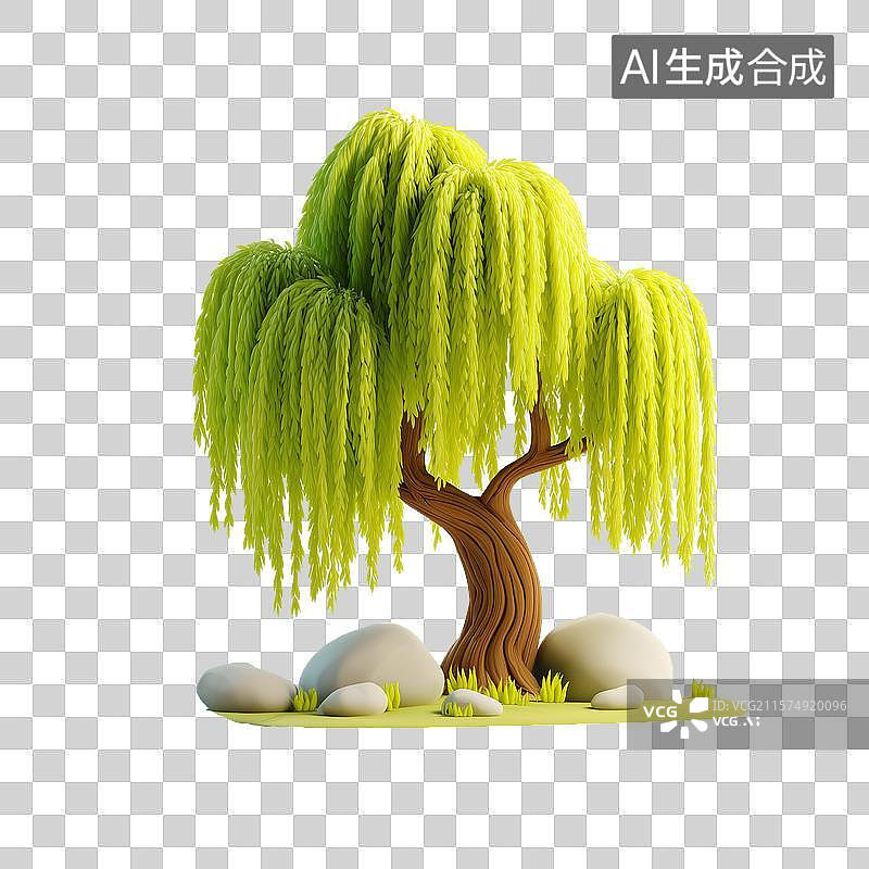 【AI数字艺术】粘土材质的柳树图片素材