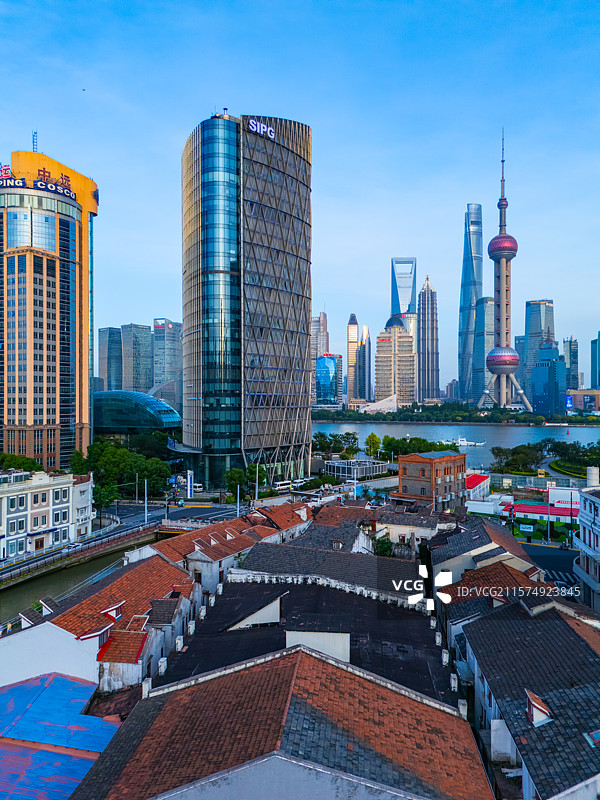 航拍上海北外滩平安里建筑群图片素材