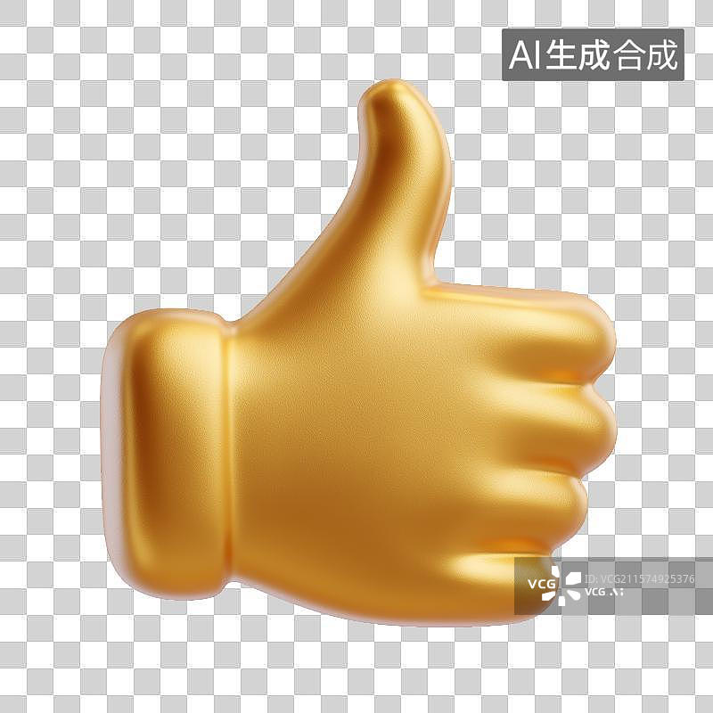 【AI数字艺术】点赞的金色大拇指图片素材