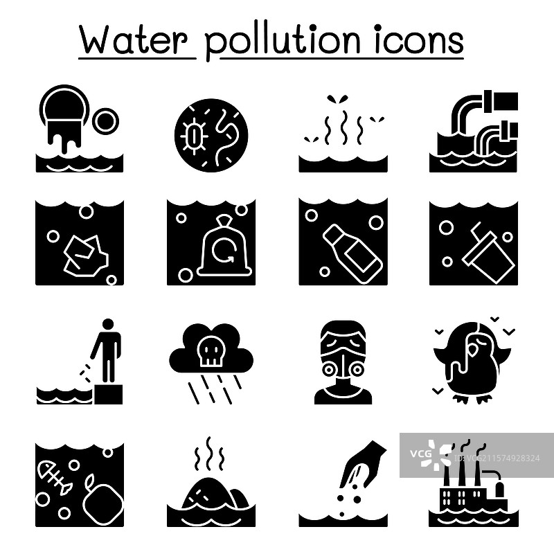 水污染图标集（图形风格）图片素材