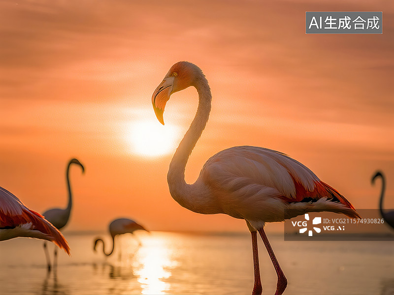 【AI数字艺术】火烈鸟特写图片素材